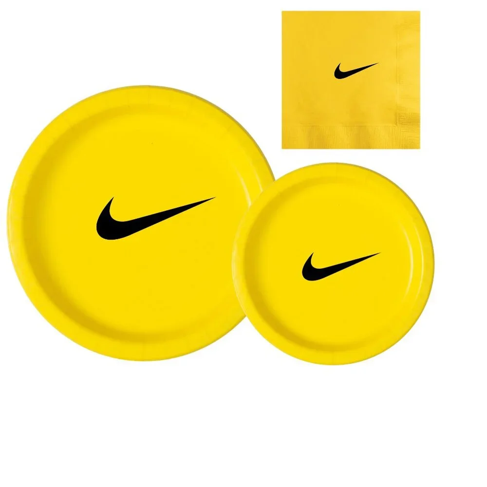Custom Retro Basketball Party Tableware Set | Yellow with Black Design | 45 PCS